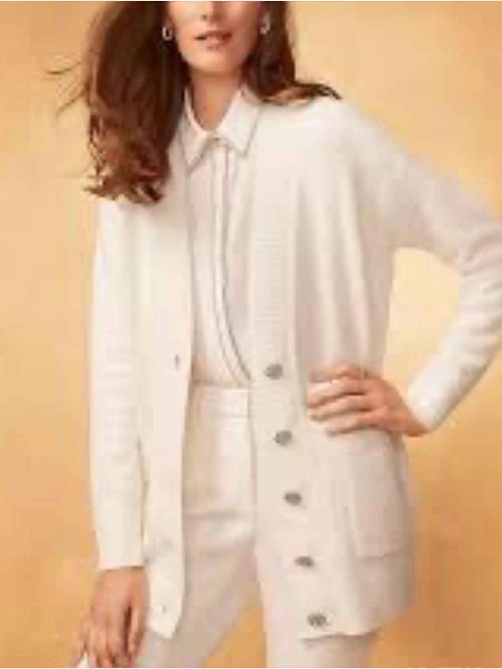 Ann Taylor Jeweled Button Boyfriend Cardigan